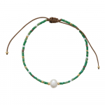 Bracelet perles de rocaille vert anis et perles