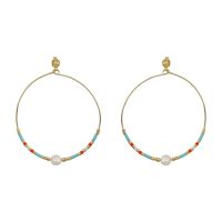 Créoles perles de rocaille turquoises et perles