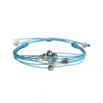 Bracelet multi-rangs perles sur cordon turquoise