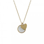 Collier médaille nacre d'eau de mer et pampille croix sur plaqué or