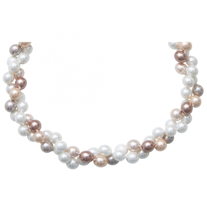 Collier deux rangs de perles de nacre camaïeu de blanc et rose