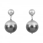 Boucles d'oreilles perles nacre noire couronnées argentées