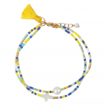 Bracelet perles de rocailles et croix nacre blanche