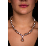 Collier une goutte perles de nacre baroques couleur champagne