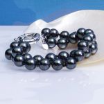 Bracelet 2 rangs perles de nacre noires